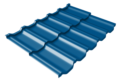 Металлочерепица Грандлайн Kvinta Uno 0,45 мм Полиэстер (PE) RAL 5005 синий