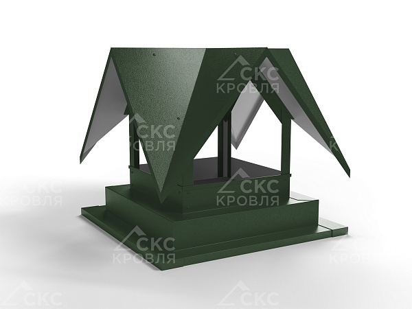 Дымник на трубу СКС-6 370x370мм RAL 6020 темно-зелёный