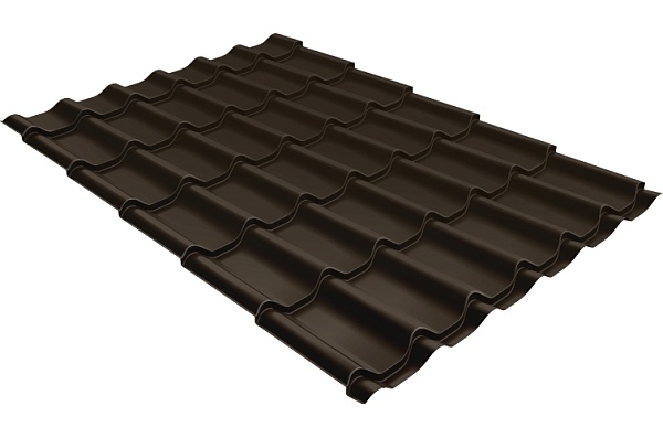 Металлочерепица Grand Line Classic 0,5 мм Rooftop Matte (стальной бархат) RR32 темно-коричневый