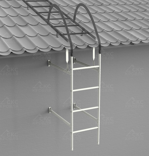 Фасадная лестница Roofsystems PRESTIGE ZN 400мм 25x45мм L-3м RAL 9010 белый