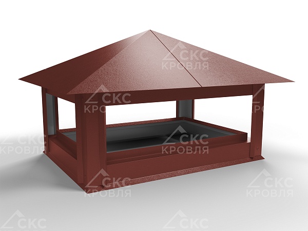 Дымник на трубу СКС-1 520x520мм RAL 3009 темно-красный