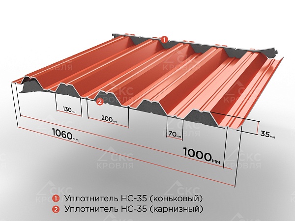 Уплотнитель профильный РуфИзол НС35 (1 м)