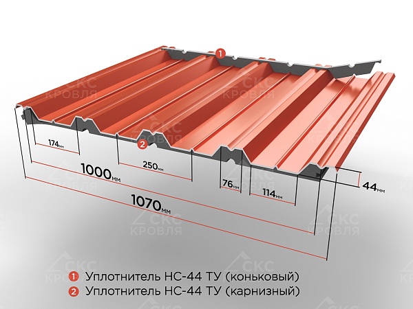 Уплотнитель профильный РуфИзол НС44 ТУ (1 м)