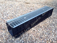 Лоток водоотводный Gidrolica Standart – пластиковый с решеткой ячеистой стальной оцинкованной DN 150 H-185 мм