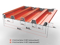 Уплотнитель профильный РуфИзол Н60 (0,845 м)